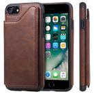For iPhone 7 / 8 Shockproof Calf Texture Protective Case with Holder & Card Slots & Frame(Coffee) - 1