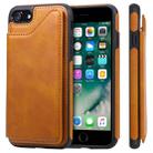 For iPhone 7 / 8 Shockproof Calf Texture Protective Case with Holder & Card Slots & Frame(Brown) - 1