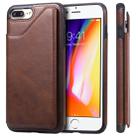 For iPhone 7 Plus / 8 Plus Shockproof Calf Texture Protective Case with Holder & Card Slots & Frame(Coffee) - 1