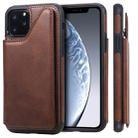 For iPhone 11 Pro Shockproof Calf Texture Protective Case with Holder & Card Slots & Frame(Coffee) - 1