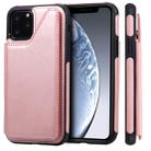 For iPhone 11 Pro Shockproof Calf Texture Protective Case with Holder & Card Slots & Frame(Rose Gold) - 1