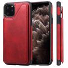 For iPhone 11 Pro Max Shockproof Calf Texture Protective Case with Holder & Card Slots & Frame(Red) - 1