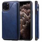 For iPhone 11 Pro Max Shockproof Calf Texture Protective Case with Holder & Card Slots & Frame(Blue) - 1