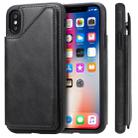 For iPhone X Shockproof Calf Texture Protective Case with Holder & Card Slots & Frame(Black) - 1