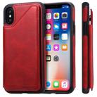 For iPhone X Shockproof Calf Texture Protective Case with Holder & Card Slots & Frame(Red) - 1