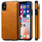 For iPhone X Shockproof Calf Texture Protective Case with Holder & Card Slots & Frame(Brown) - 1