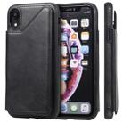 For iPhone XR Shockproof Calf Texture Protective Case with Holder & Card Slots & Frame(Black) - 1