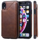 For iPhone XR Shockproof Calf Texture Protective Case with Holder & Card Slots & Frame(Coffee) - 1