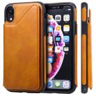 For iPhone XR Shockproof Calf Texture Protective Case with Holder & Card Slots & Frame(Brown) - 1