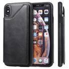 For iPhone XS Max Shockproof Calf Texture Protective Case with Holder & Card Slots & Frame(Black) - 1