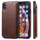 For iPhone XS Max Shockproof Calf Texture Protective Case with Holder & Card Slots & Frame(Coffee) - 1