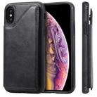 For iPhone XS Shockproof Calf Texture Protective Case with Holder & Card Slots & Frame(Black) - 1