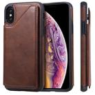 For iPhone XS Shockproof Calf Texture Protective Case with Holder & Card Slots & Frame(Coffee) - 1