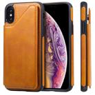 For iPhone XS Shockproof Calf Texture Protective Case with Holder & Card Slots & Frame(Brown) - 1