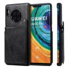 For Huawei Mate 30 Pro Shockproof Calf Texture Protective Case with Holder & Card Slots & Frame(Black) - 1