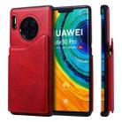 For Huawei Mate 30 Pro Shockproof Calf Texture Protective Case with Holder & Card Slots & Frame(Red) - 1