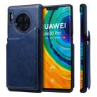 For Huawei Mate 30 Pro Shockproof Calf Texture Protective Case with Holder & Card Slots & Frame(Blue) - 1