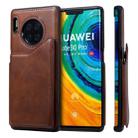 For Huawei Mate 30 Pro Shockproof Calf Texture Protective Case with Holder & Card Slots & Frame(Coffee) - 1