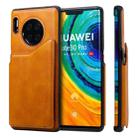 For Huawei Mate 30 Pro Shockproof Calf Texture Protective Case with Holder & Card Slots & Frame(Brown) - 1