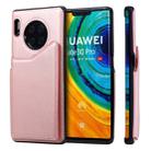 For Huawei Mate 30 Pro Shockproof Calf Texture Protective Case with Holder & Card Slots & Frame(Rose Gold) - 1