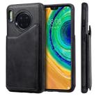 For Huawei Mate 30 Shockproof Calf Texture Protective Case with Holder & Card Slots & Frame(Black) - 1