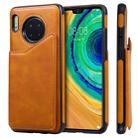 For Huawei Mate 30 Shockproof Calf Texture Protective Case with Holder & Card Slots & Frame(Brown) - 1