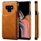 For Galaxy Note 9 Shockproof Calf Texture Protective Case with Holder & Card Slots & Frame(Brown) - 1