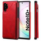 For Galaxy Note 10+ Shockproof Calf Texture Protective Case with Holder & Card Slots & Frame(Red) - 1