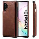 For Galaxy Note 10+ Shockproof Calf Texture Protective Case with Holder & Card Slots & Frame(Coffee) - 1