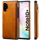 For Galaxy Note 10+ Shockproof Calf Texture Protective Case with Holder & Card Slots & Frame(Brown) - 1