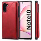 For Galaxy Note 10 Shockproof Calf Texture Protective Case with Holder & Card Slots & Frame(Red) - 1