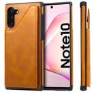 For Galaxy Note 10 Shockproof Calf Texture Protective Case with Holder & Card Slots & Frame(Brown) - 1