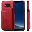 For Galaxy S8+ Shockproof Calf Texture Protective Case with Holder & Card Slots & Frame(Red) - 1