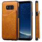 For Galaxy S8+ Shockproof Calf Texture Protective Case with Holder & Card Slots & Frame(Brown) - 1