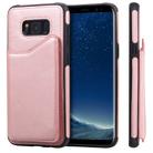 For Galaxy S8+ Shockproof Calf Texture Protective Case with Holder & Card Slots & Frame(Rose Gold) - 1