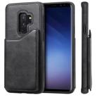 For Galaxy S9+ Shockproof Calf Texture Protective Case with Holder & Card Slots & Frame(Black) - 1