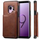 For Galaxy S9 Shockproof Calf Texture Protective Case with Holder & Card Slots & Frame(Coffee) - 1