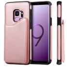 For Galaxy S9 Shockproof Calf Texture Protective Case with Holder & Card Slots & Frame(Rose Gold) - 1