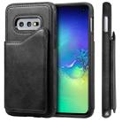For Galaxy S10e Shockproof Calf Texture Protective Case with Holder & Card Slots & Frame(Black) - 1