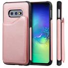 For Galaxy S10e Shockproof Calf Texture Protective Case with Holder & Card Slots & Frame(Rose Gold) - 1