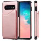 For Galaxy S10 Shockproof Calf Texture Protective Case with Holder & Card Slots & Frame(Rose Gold) - 1