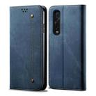 For OPPO Find X2 Pro Denim Texture Casual Style Horizontal Flip Leather Case with Holder & Card Slots & Wallet(Blue) - 1
