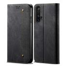 For OPPO Realme X50 Denim Texture Casual Style Horizontal Flip Leather Case with Holder & Card Slots & Wallet(Black) - 1