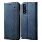 For OPPO Realme X50 Denim Texture Casual Style Horizontal Flip Leather Case with Holder & Card Slots & Wallet(Blue) - 1