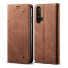 For OPPO Realme X50 Denim Texture Casual Style Horizontal Flip Leather Case with Holder & Card Slots & Wallet(Brown) - 1