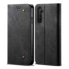 For OPPO Realme 6 Pro Denim Texture Casual Style Horizontal Flip Leather Case with Holder & Card Slots & Wallet(Black) - 1