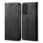 For OPPO Reno 3 Pro Denim Texture Casual Style Horizontal Flip Leather Case with Holder & Card Slots & Wallet(Black) - 1