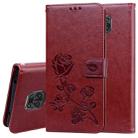 For Xiaomi Redmi Note 9 Pro Rose Embossed Horizontal Flip PU Leather Case with Holder & Card Slots & Wallet(Brown) - 1