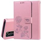 For Huawei P40 Rose Embossed Horizontal Flip PU Leather Case with Holder & Card Slots & Wallet(Rose Gold) - 1