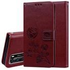 For Huawei P40 Rose Embossed Horizontal Flip PU Leather Case with Holder & Card Slots & Wallet(Brown) - 1